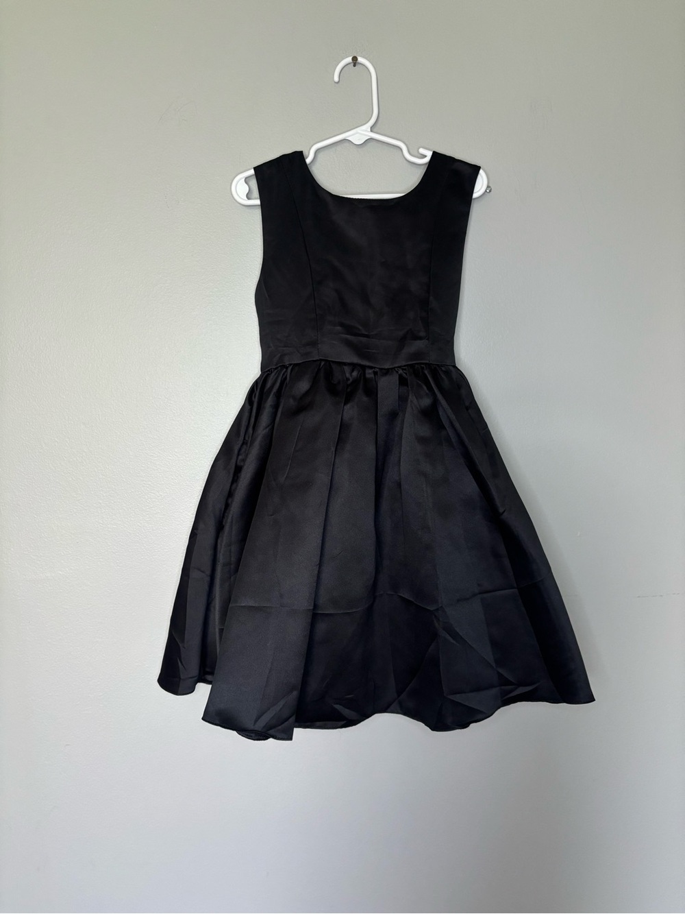 Classic Black Satin Formal Dress for Girls